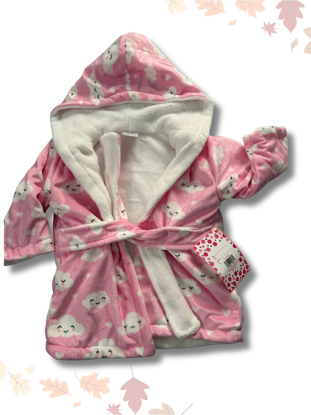 Pink Cloud Hooded Kids Pajama Robe